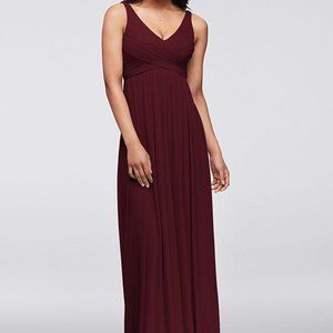 Davids Bridal Bridesmaid Long Dress with Mesh Cowl Back Detail